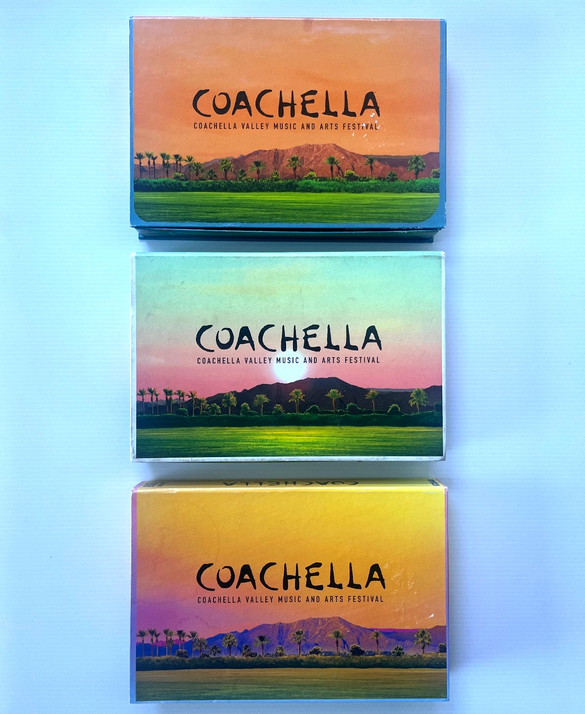 COACHELLA 3 X attendee box lot 2016 2017 2018 music festival swag NO WRISTBANDS