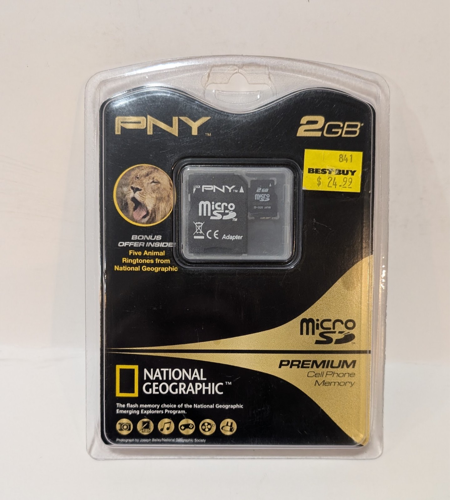 PNY 2GB MicroSD Flash Card with SD Adaptor (P-SDU2GB-FS) New Sealed