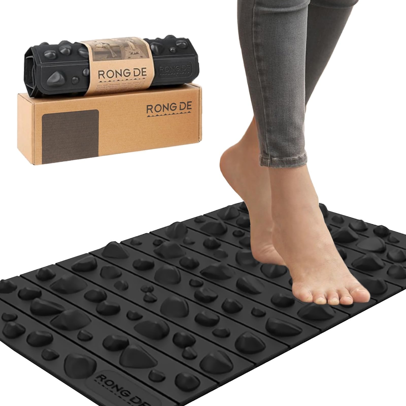 Portable feet acupressure mat, foldable foot massager pressure point massage