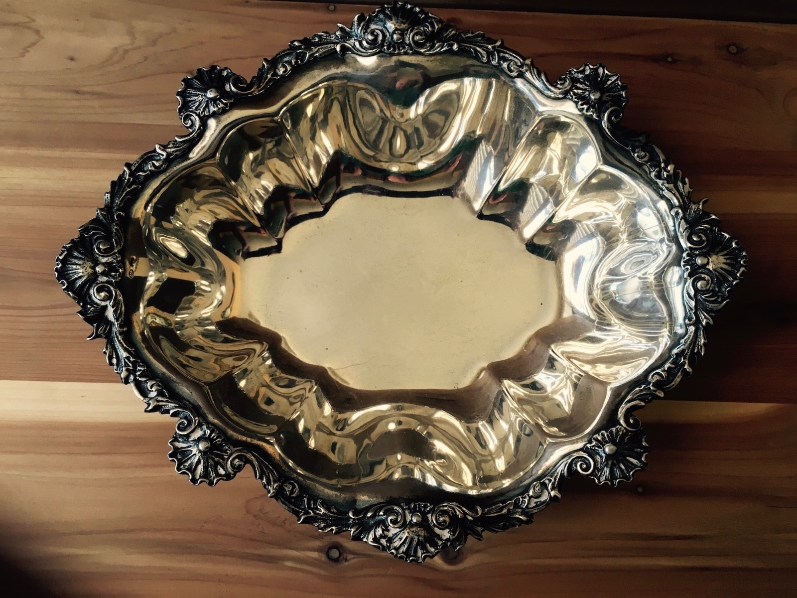ITALY ANTIQUE/VINTAGE  ITALIAN 0.800 FINE SILVER FOOTED CENTER BOWL, ASW=12.87OZ