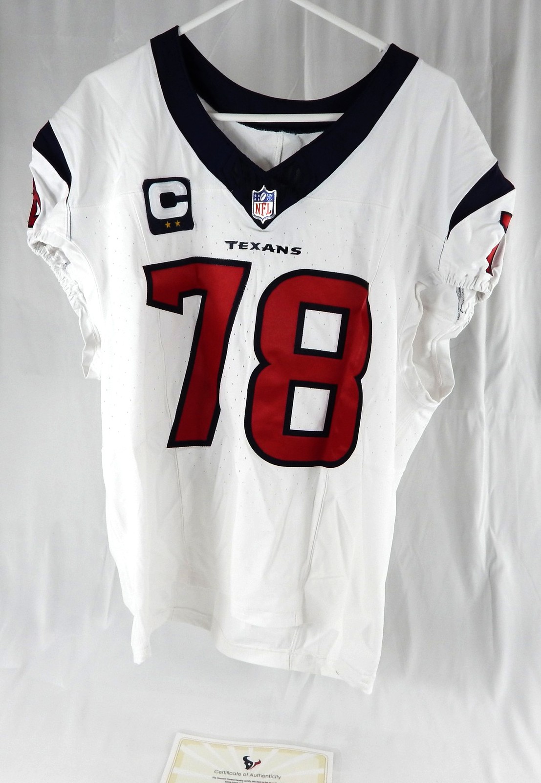 2023 Houston Texans Laremy Tunsil #78 Game Issued White Jersey Captain Patch 5