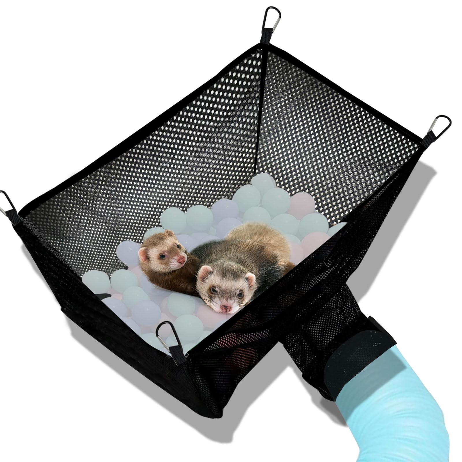 Ferret Ball Pit Hammock,Ferret Hammock Playpen Toy Box Cube for Cage black 
