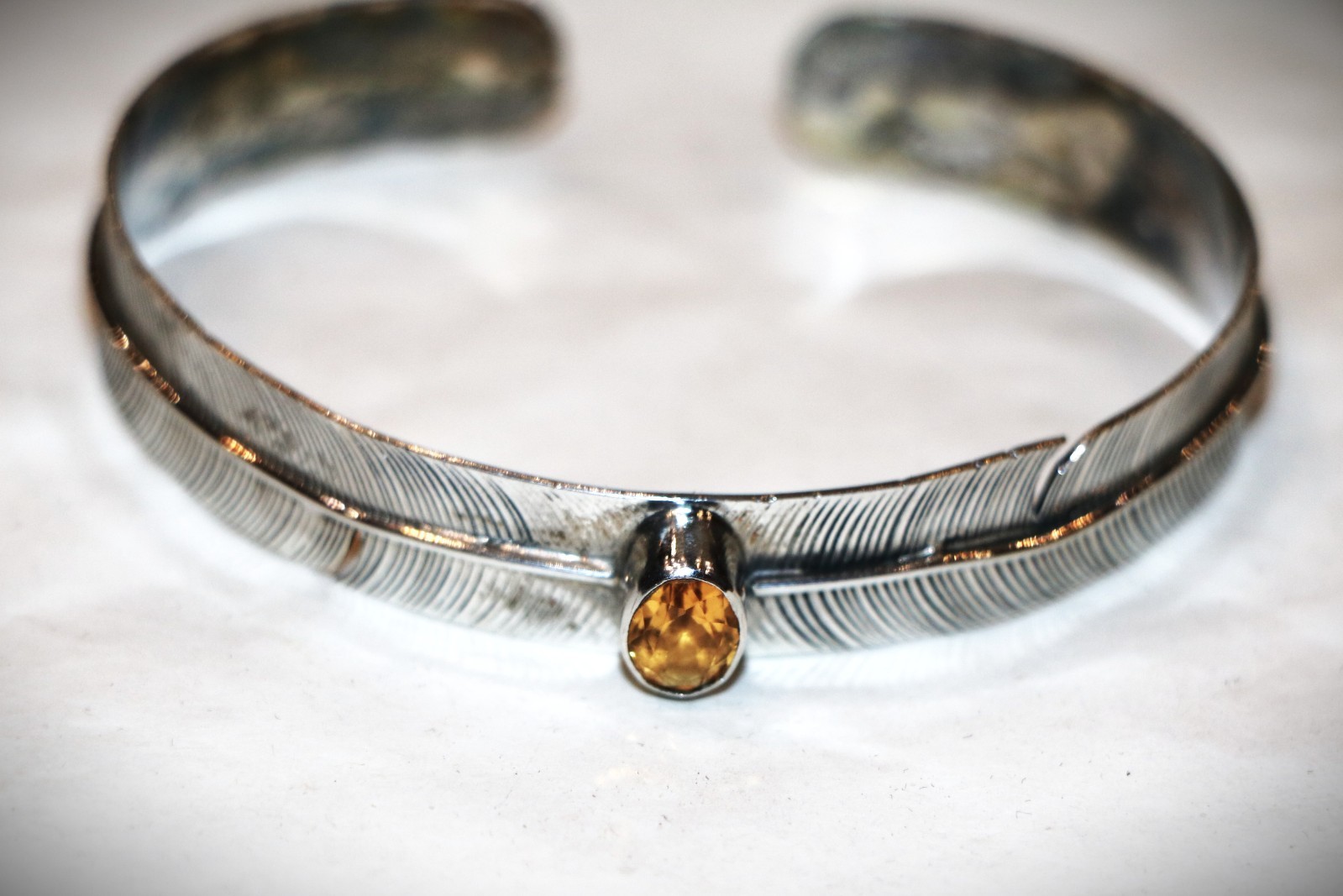 Silver bracelet handmade Indian Sterling silver 925 semi presious Citrine stone