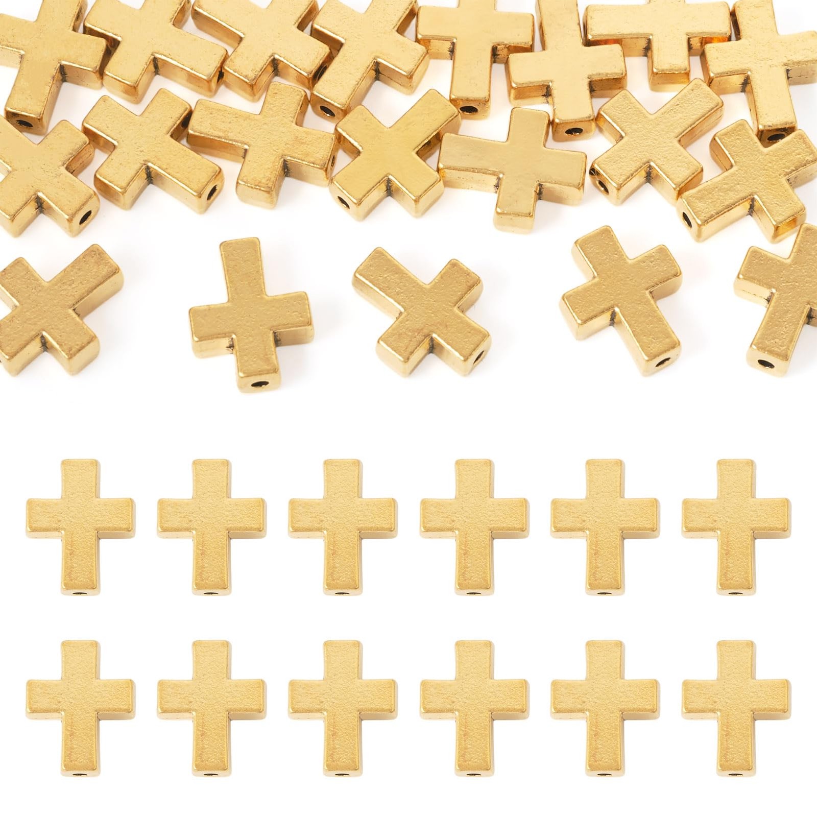 Craftdady 20Pcs Antique Gold Crucifix Cross Spacer 15x12x5mm, Golden 