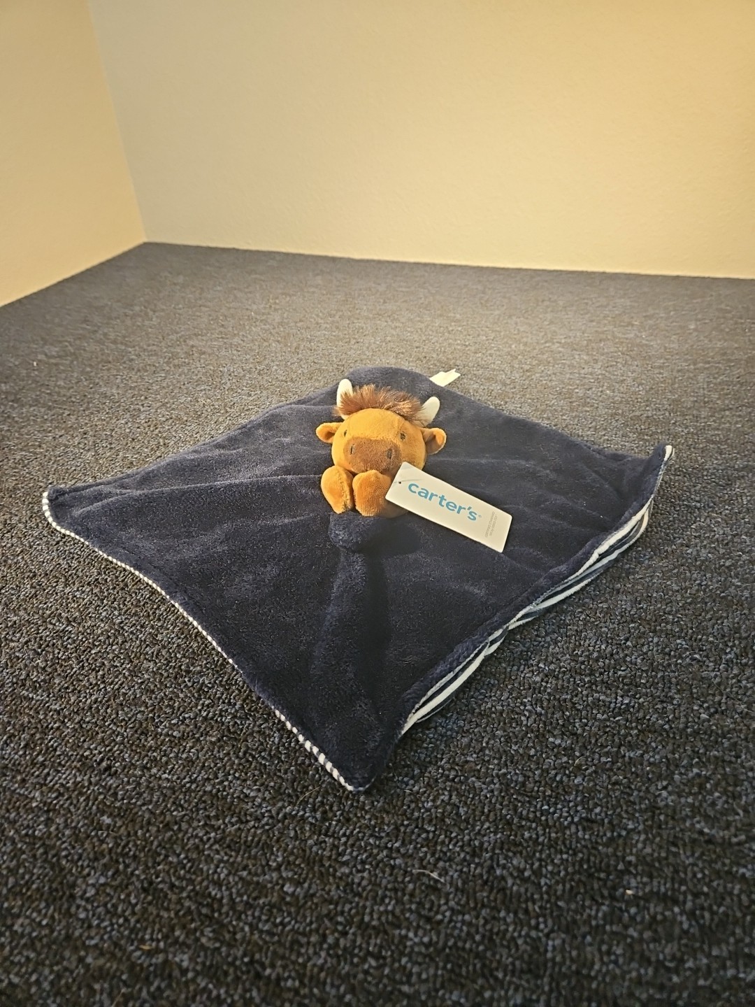 NEW Carters Bison Buffalo Blue Bull Cow Baby Lovey Security Blanket 2022 NWT