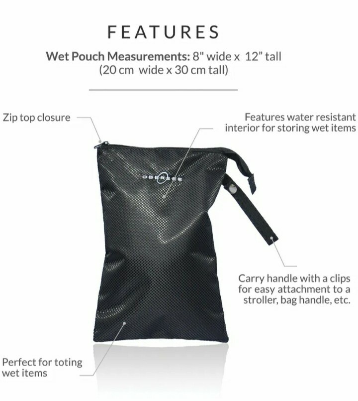 Obersee Diaper Bag Organizer Wet Pouch | Cloth Diaper Wet Dry Bag 