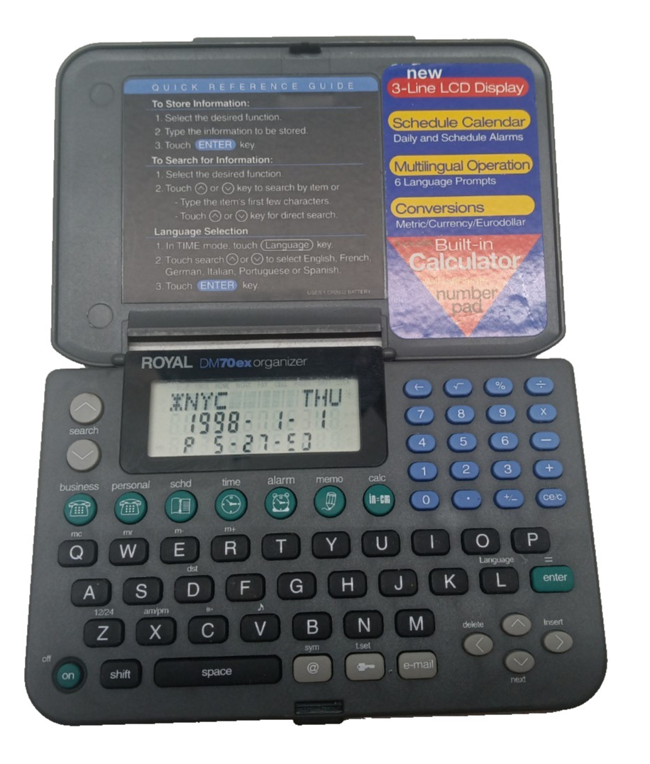 ROYAL IDEAS (DM70ex) Organizer with Built In Calculator - Memo, Alarm & Schedule