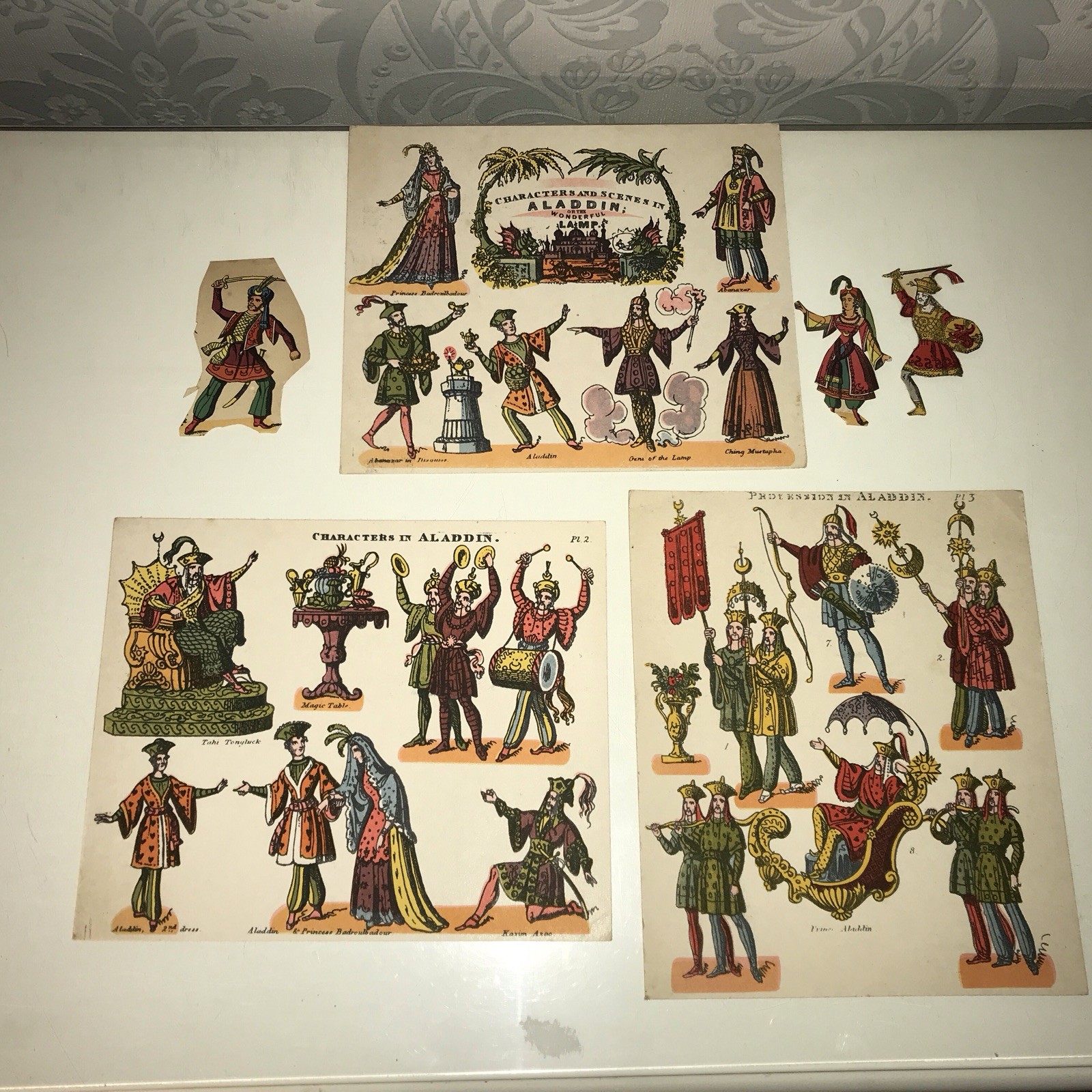 Vintage Benjamin Pollock Theatre Characters & Scenes for "Aladdin" Play