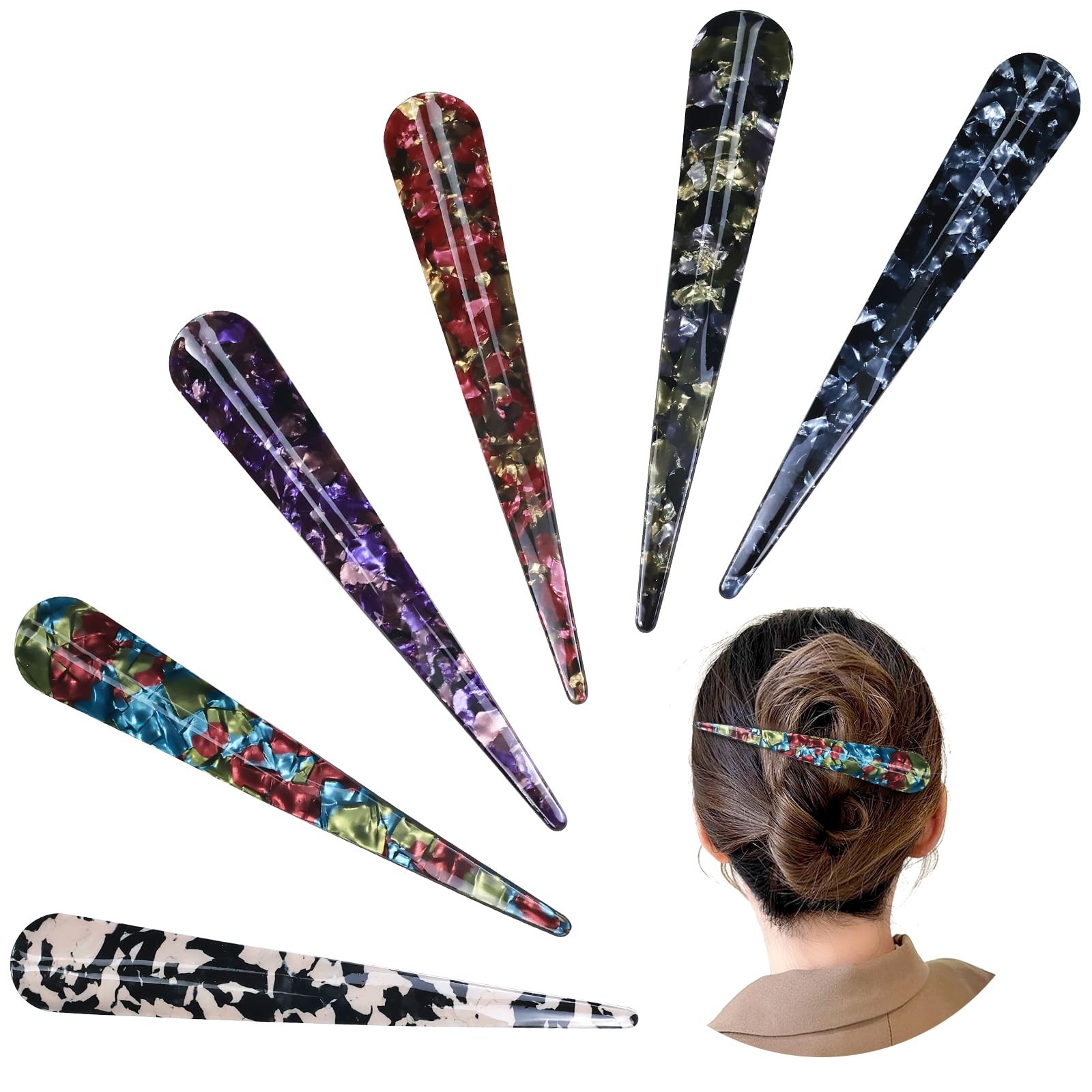 Dizila 6 Pieces Long Big Acrylic Alligator Hair Clips (6PCS S1)