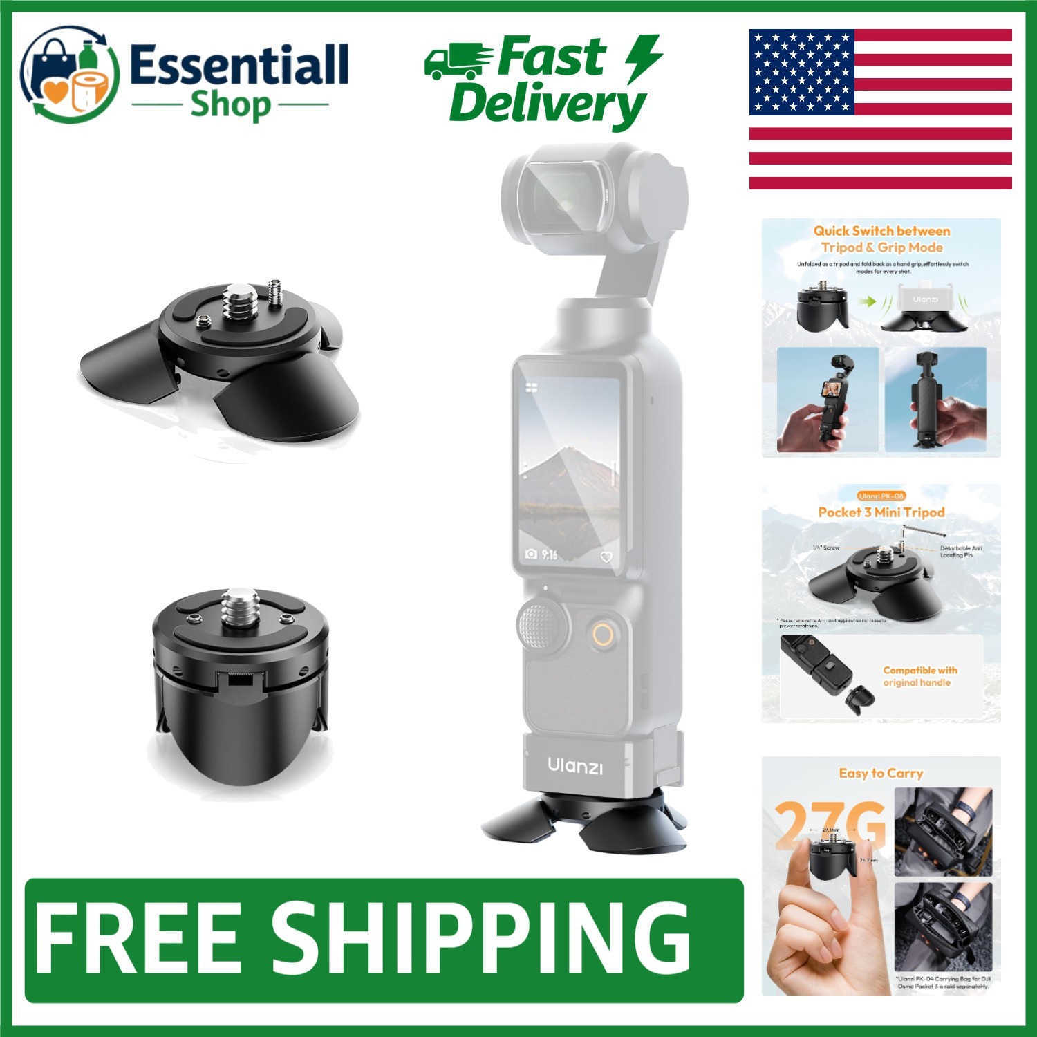 All-Purpose Pocket 3 Mini Tripod for DJI Osmo & Insta360: Ultra-Compact & Sturdy