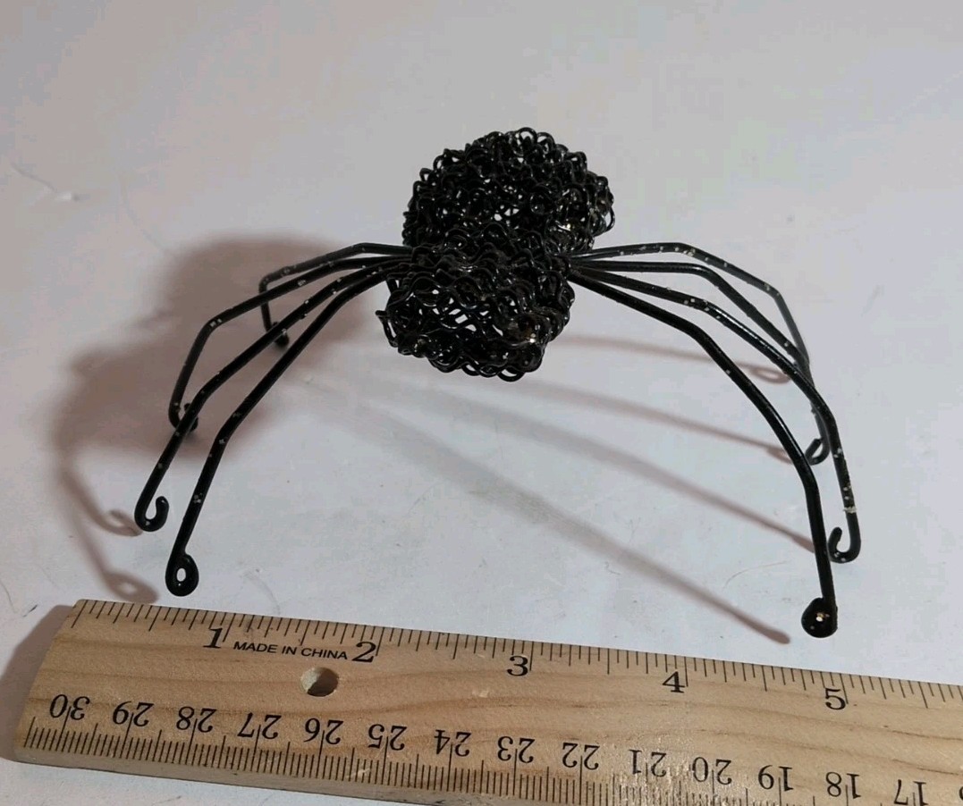 Decorative Wire Spider Sculpture 2.25"T 3.5"L 5.5"W