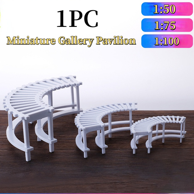 1PC Miniature Dollhouse Gallery Pavilion Model Building Kit Garden Accessories