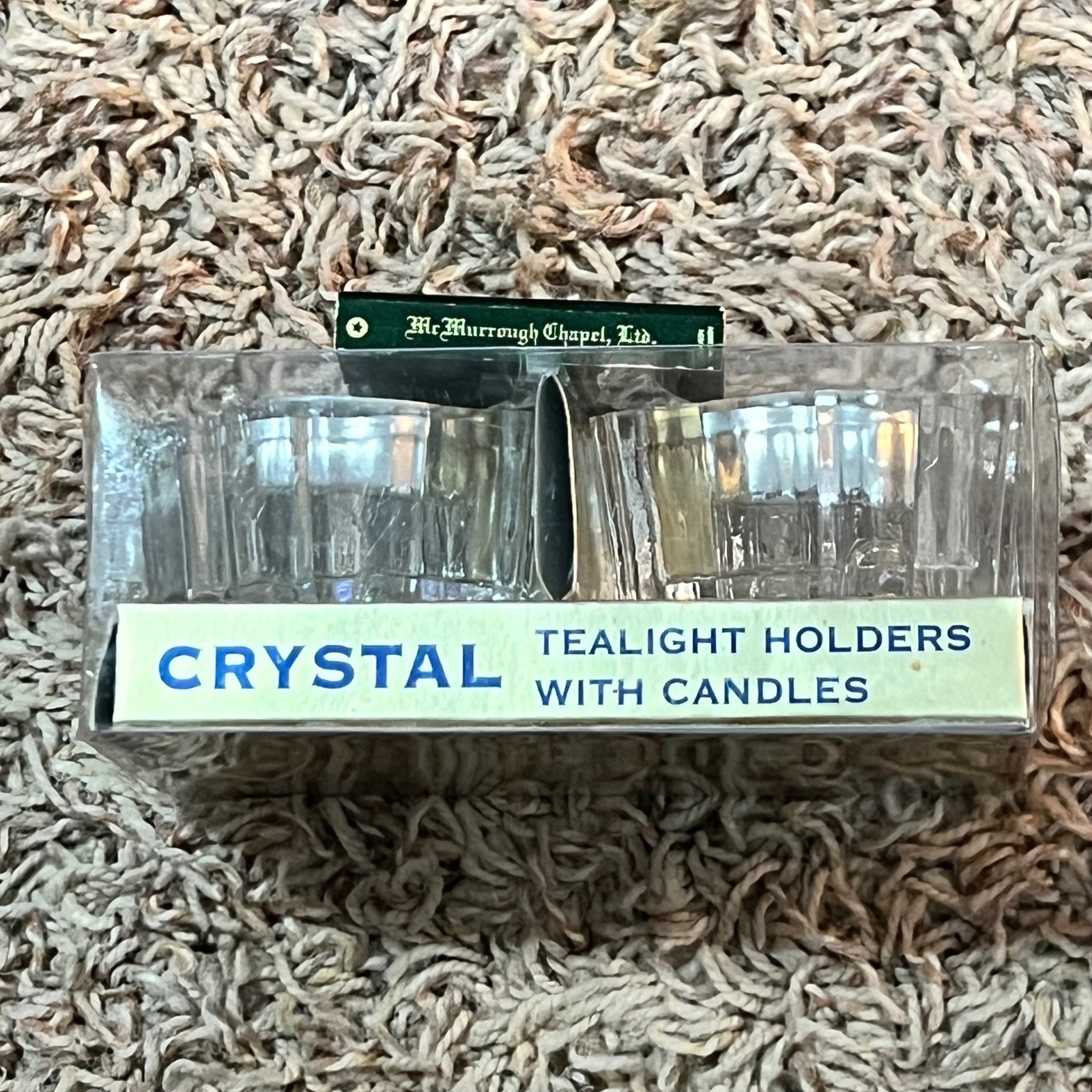 Crystal Tealight Holders with Candles 2 Pack Set Vintage Home Decor