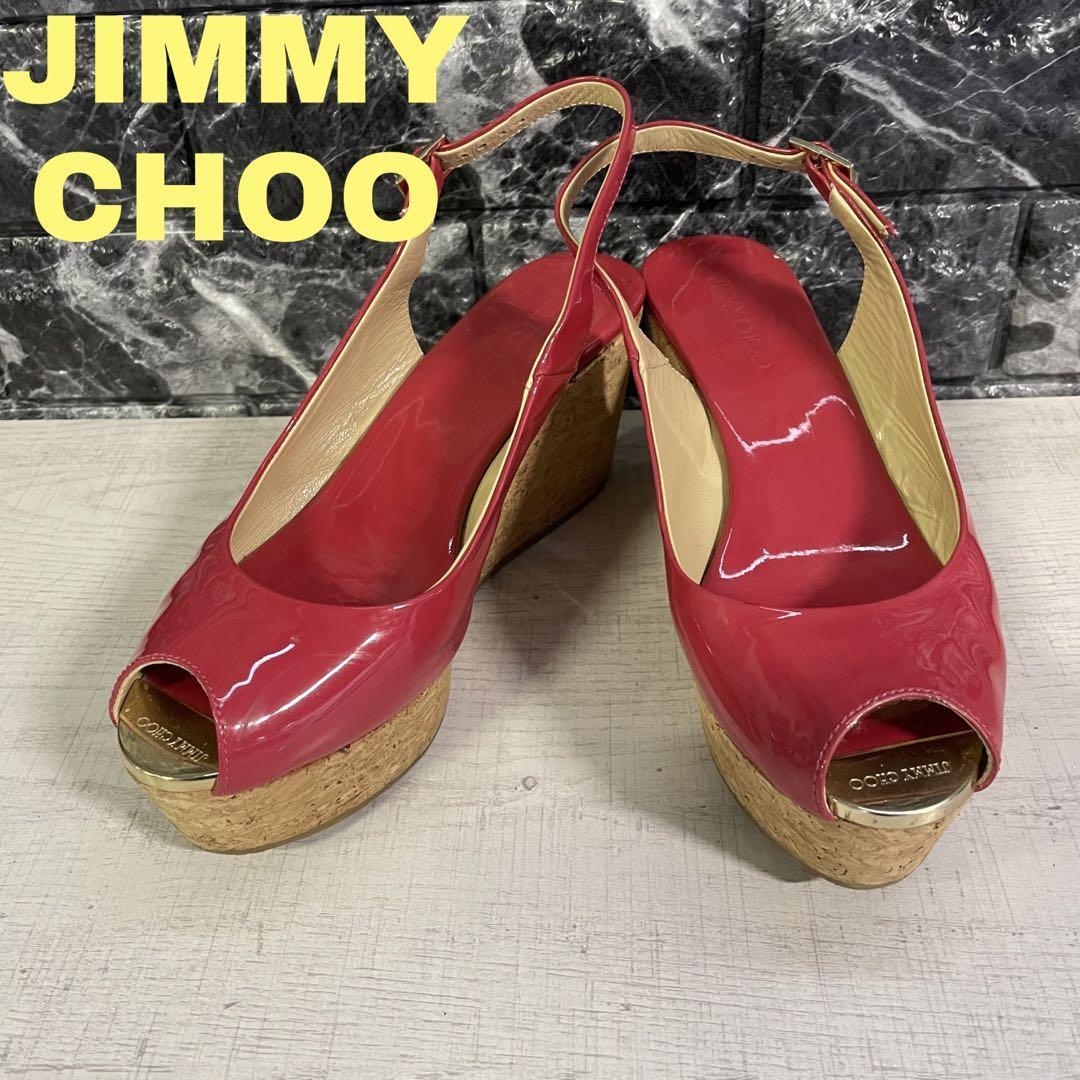 Jimmy Choo Sandals Wedge Sole Patent Leather Red Size 36 US About6 For Women