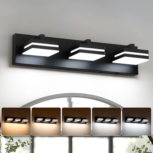  Black Vanity Lights for Bathroom 3 Light-5 Color Temperature Black-Dimmable