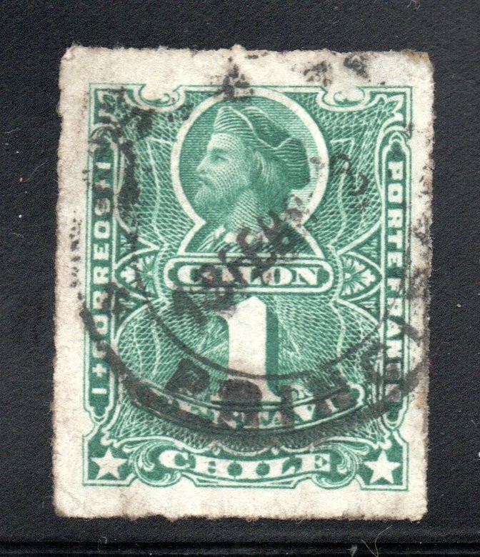 CHILE,  COLON RULETEADO, MATASELLOS LIMA PRINCIPAL, GUERRA DEL PACIFICO (GDP-22)