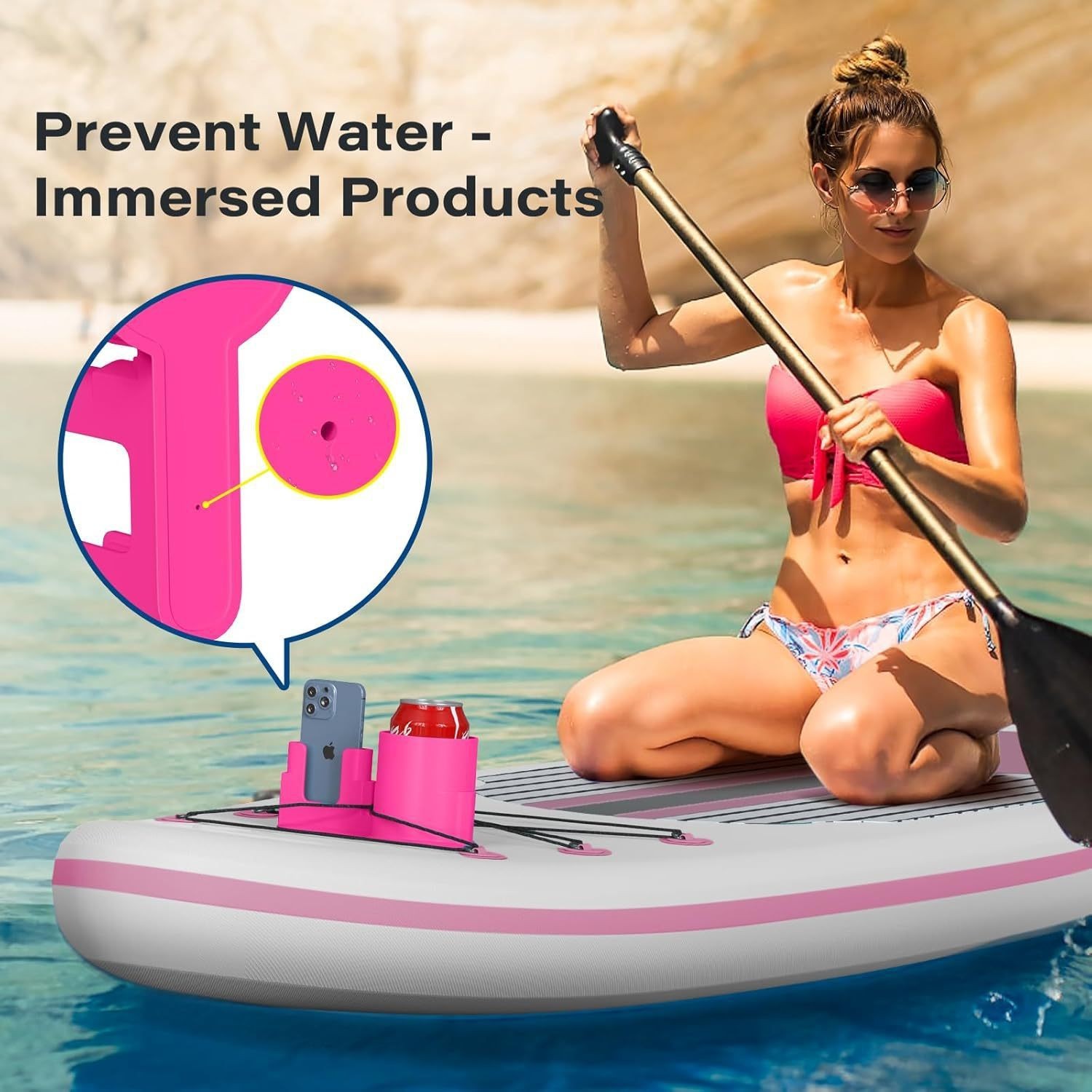 Kayak phone/drink Holder, Surfboard beverage mobile phone stand Rope-fixed
