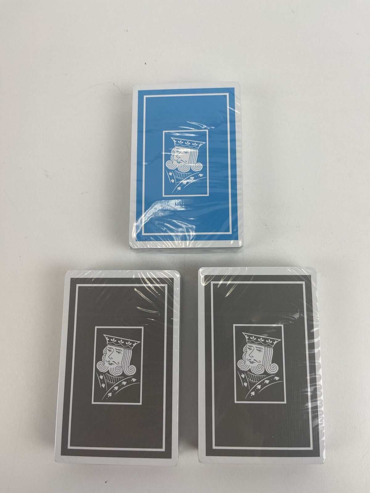 3 Sealed Kings Printed In Belgium Playing Cards Decks Grey And Blue