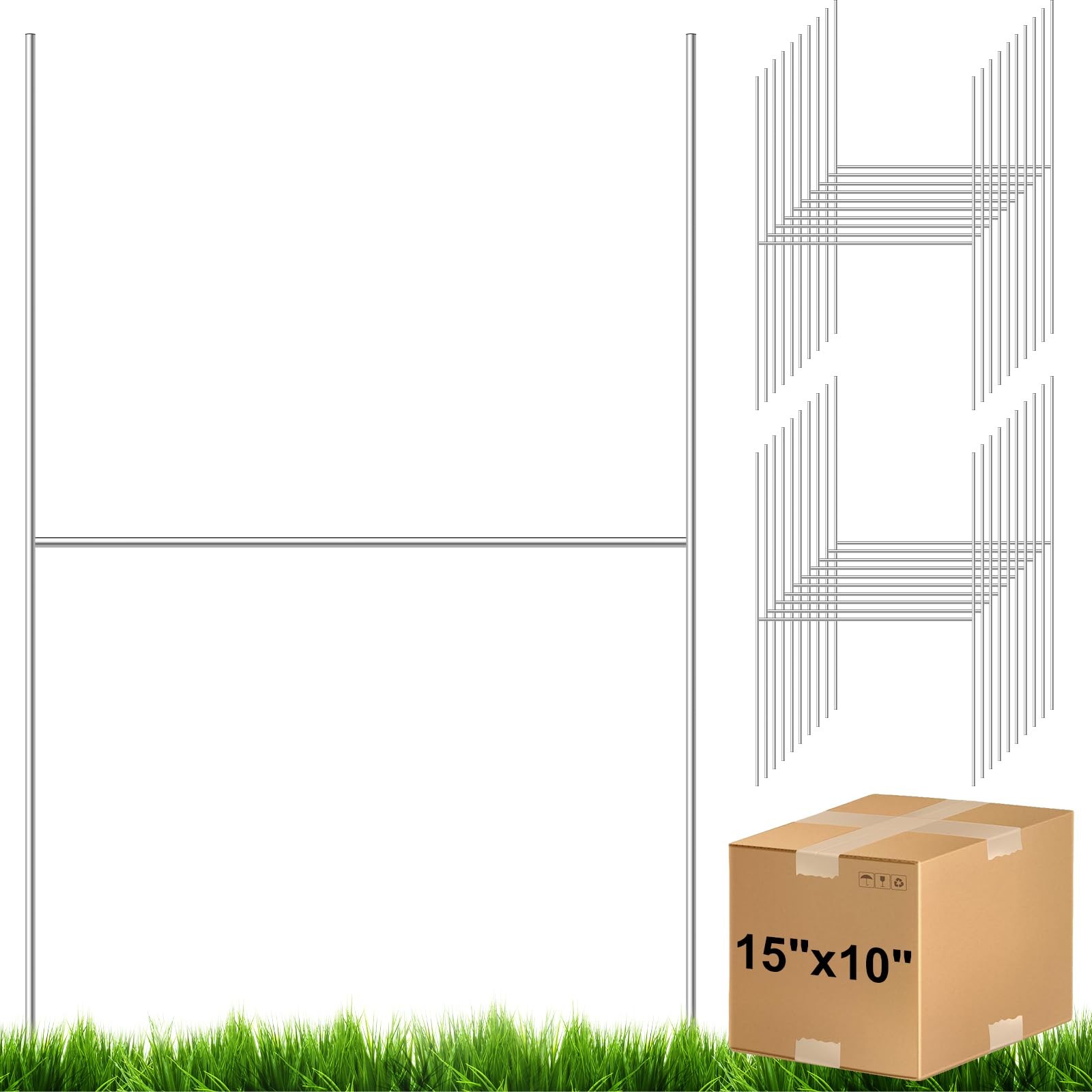 100 Pcs Yard Sign Stakes Metal 15"x10" H Frame Wire Yard Stakes Use with Corr...