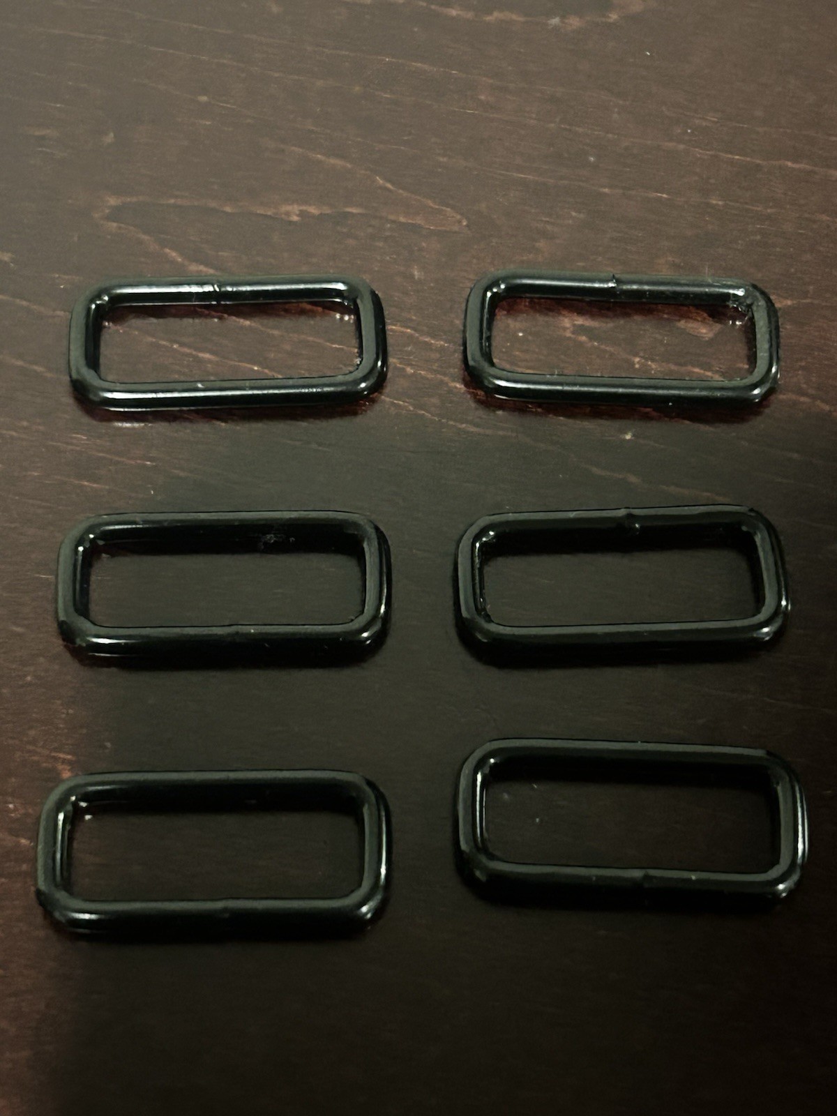 LOT OF 6 - Black Metal Rectangular D-Ring - Heavy Duty Strap/Belt, 1-1/4 by 5/8