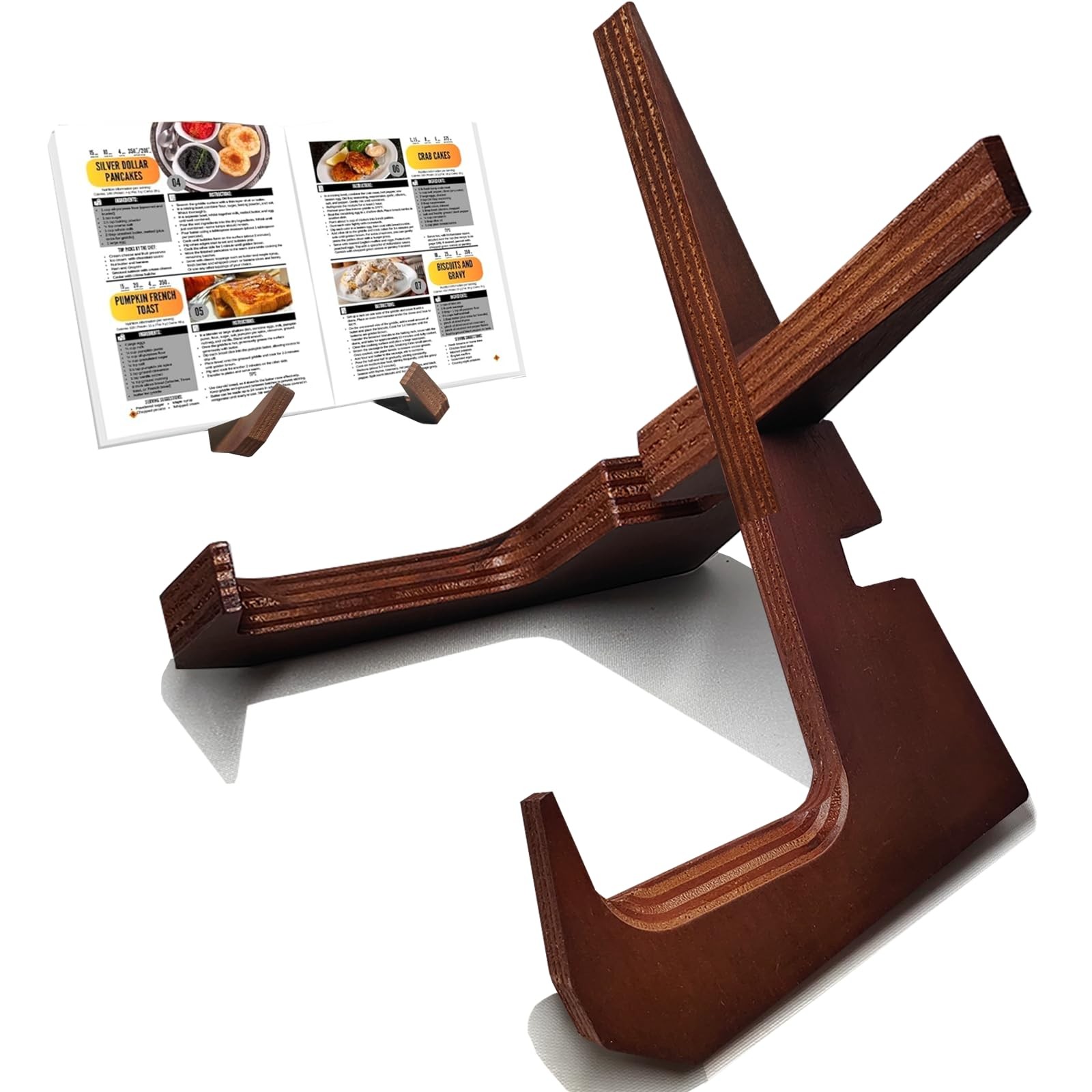 Wooden Cookbook Stand Adjustable Recipe Book Holder for Kitchen