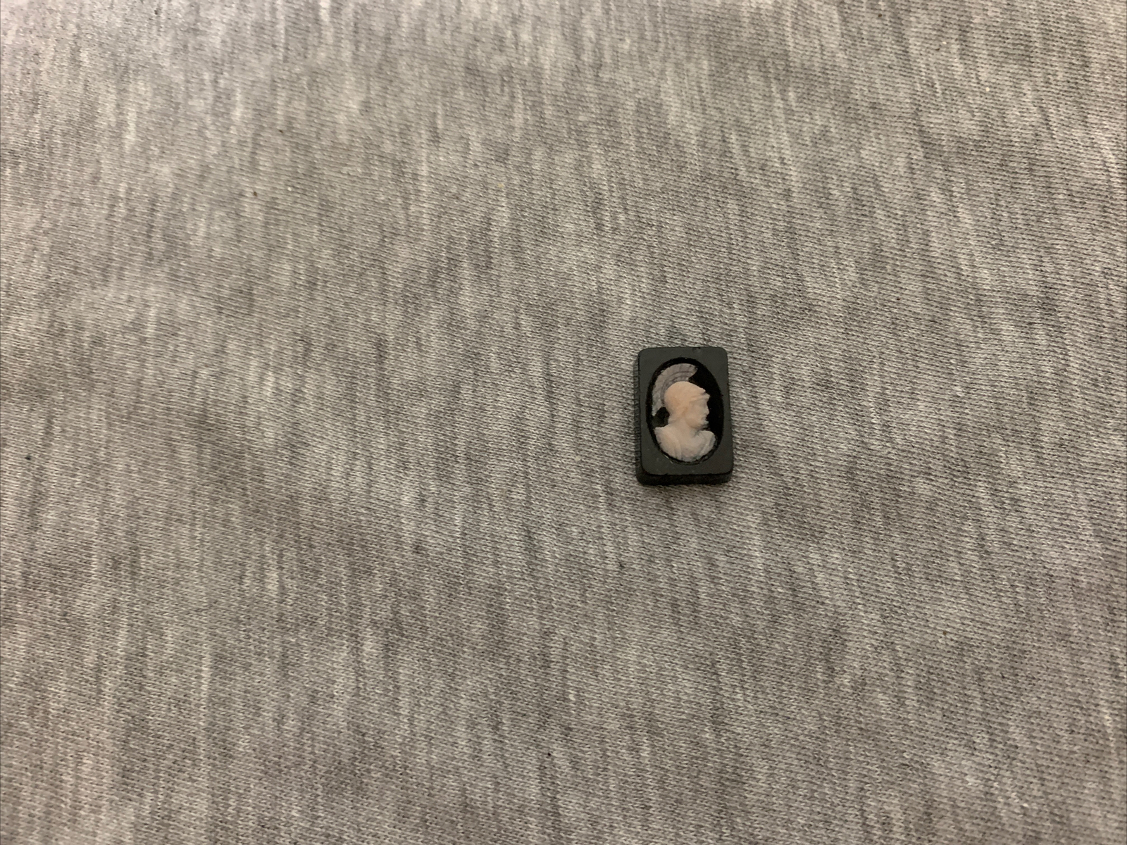 Vintage Czech Rectangle Black & Cream Roman Soldier Glass Cameo Bead