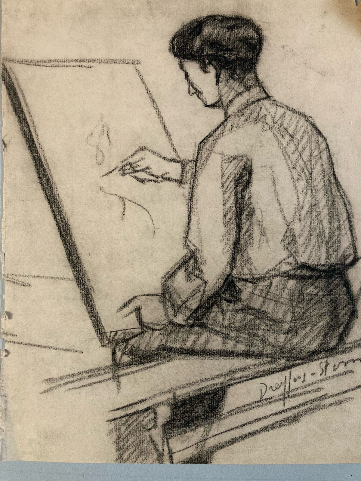 Drawing Art 1930 Antique Charcoal Course Man Jean Dreyfus Stern Painter Workshop