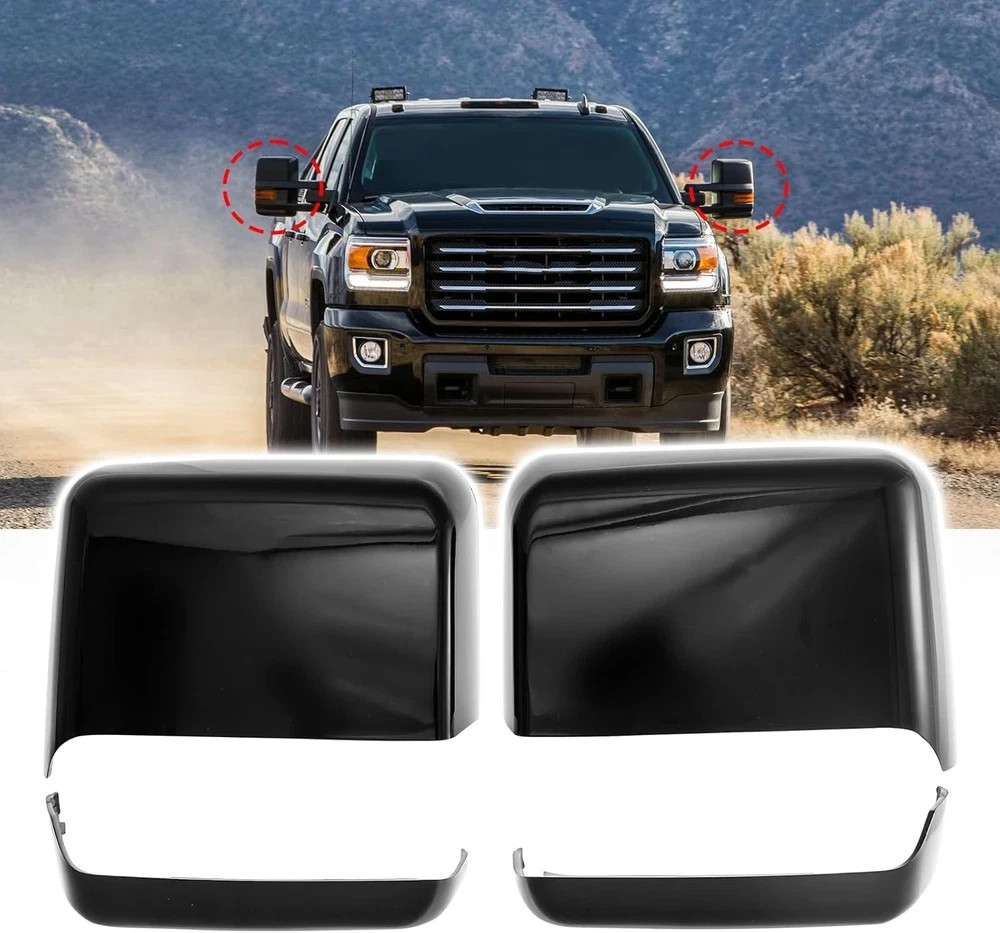 Tow Mirror Caps fit 2014-2019, Glossy Black(Fit for Silverado/GMC 2014-2019) 