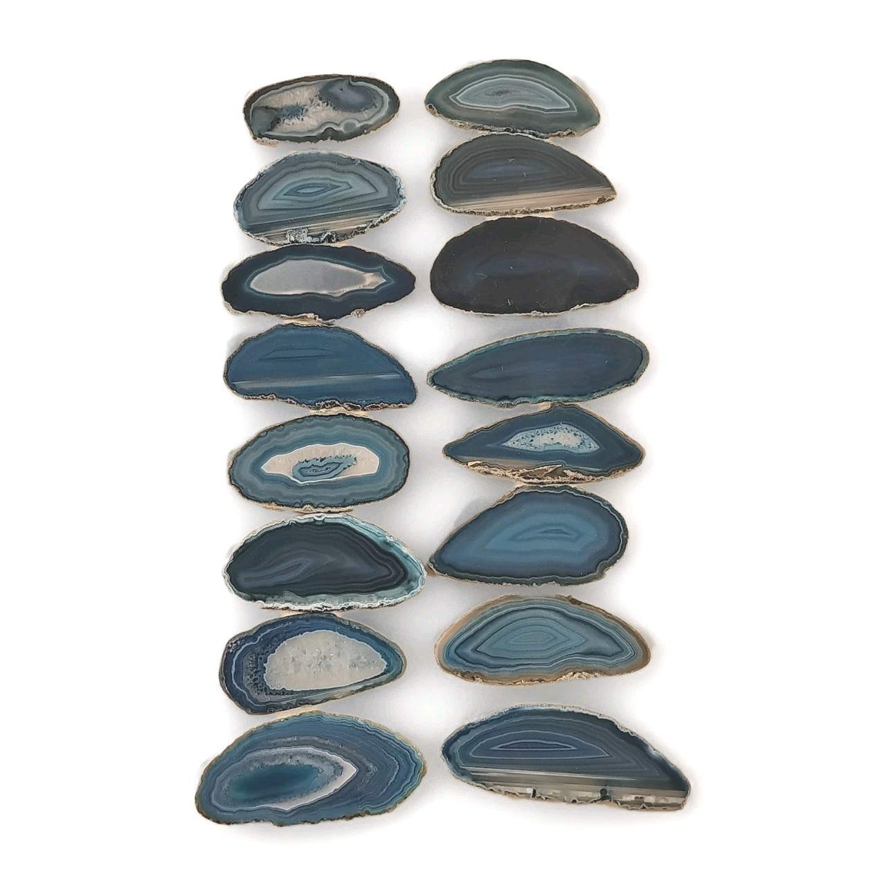 Blue Agate Slices Druzy Geode Lot Of 16 Coaster Decor
