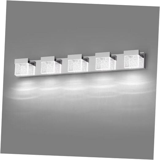 Bubble Bathroom Light Fixtures, 5 Light Vanity Lights, LED 39 inch Chrome