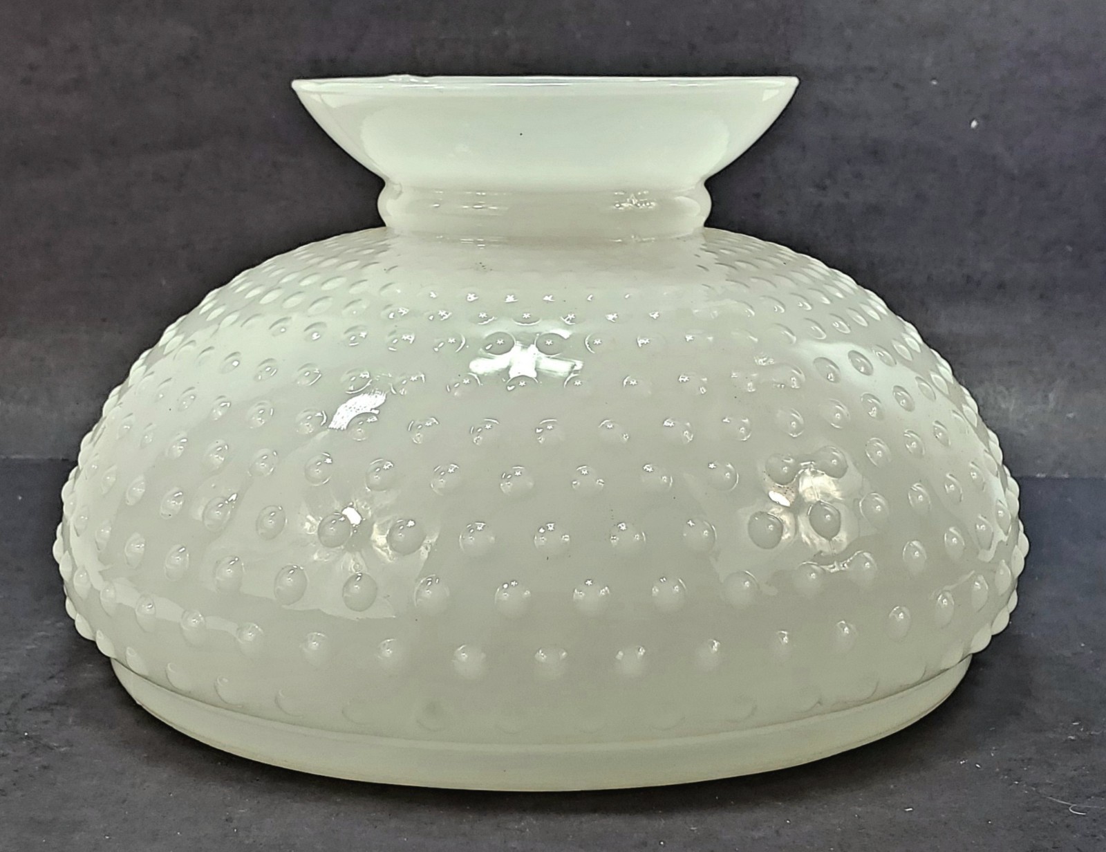 * vtg Hobnail Milk Glass Shade hurricane student lamp 10" Large Fitter x 6-1/2"
