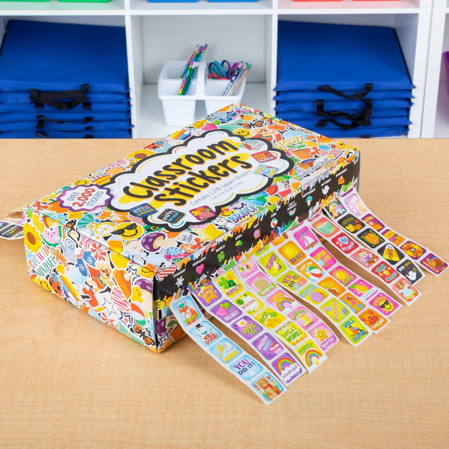 Classroom Stickers and Storage Box -2, 240 Pieces-Incentive, Motivational & Rewa