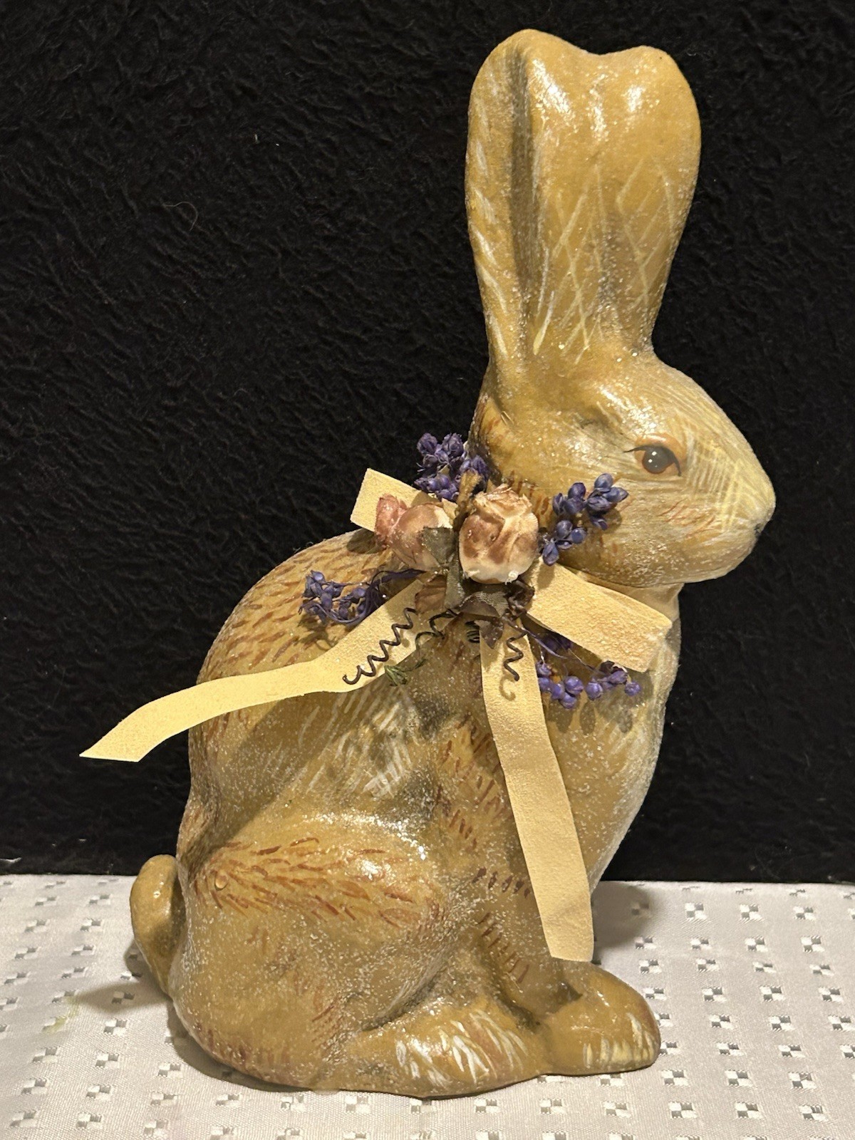 Vintage Chalk Easter Rabbit Bunny Hand Painted 9"