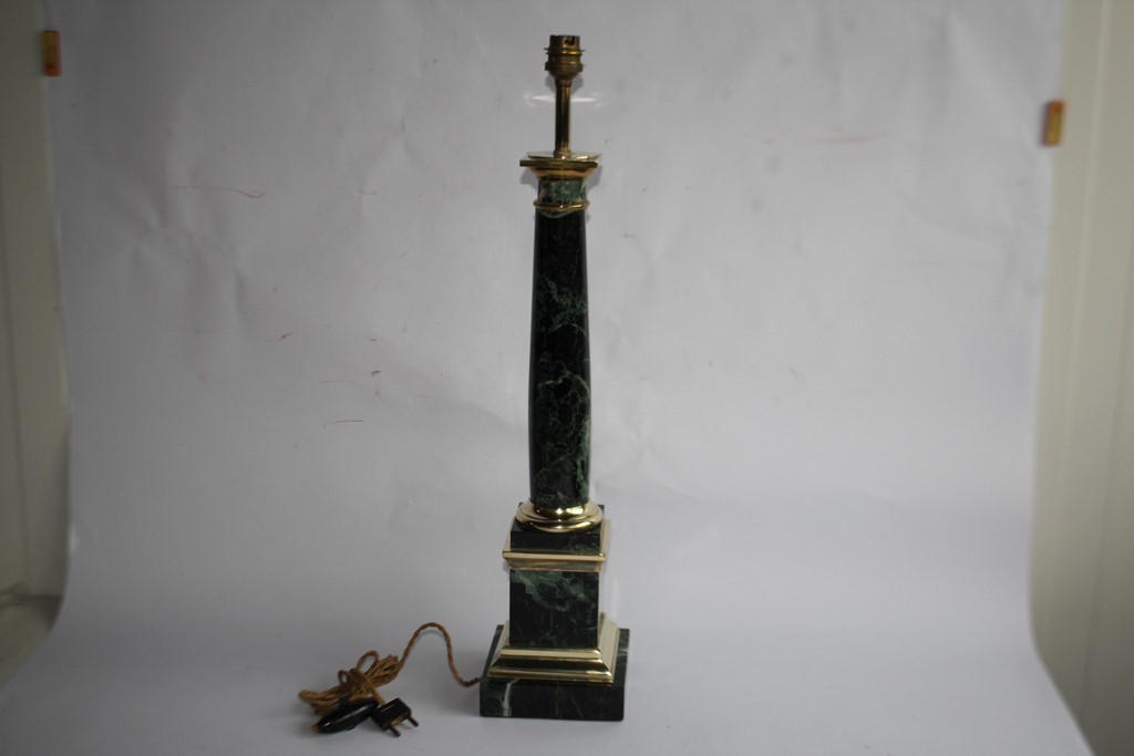Green marble and bronze lamp base in the Napoleon III style (46532)