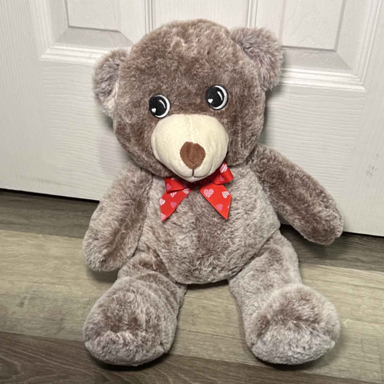 Greenbrier International Plush Teddy Bear Brown Red Bow Polyester 15 in