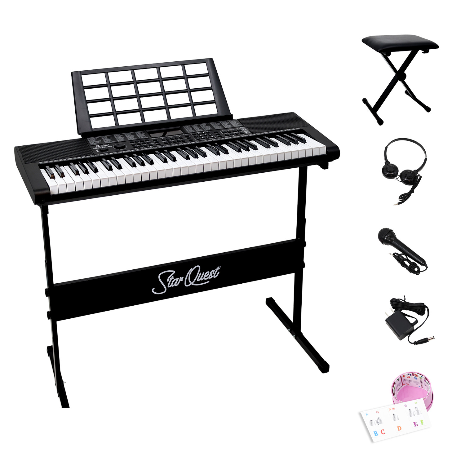 StarQuest 61 Key Portable Electronic Keyboard Piano Kit – Digital Piano for