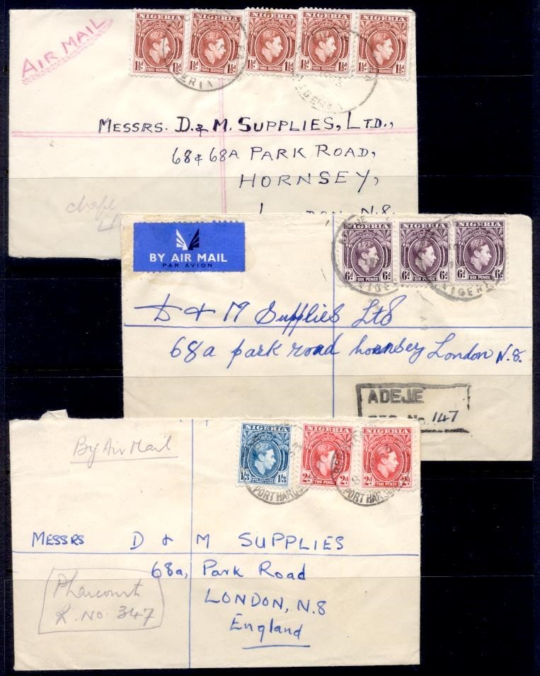 NIGERIA SEL OF 12 KGVI COMBO REG AIR TO UK