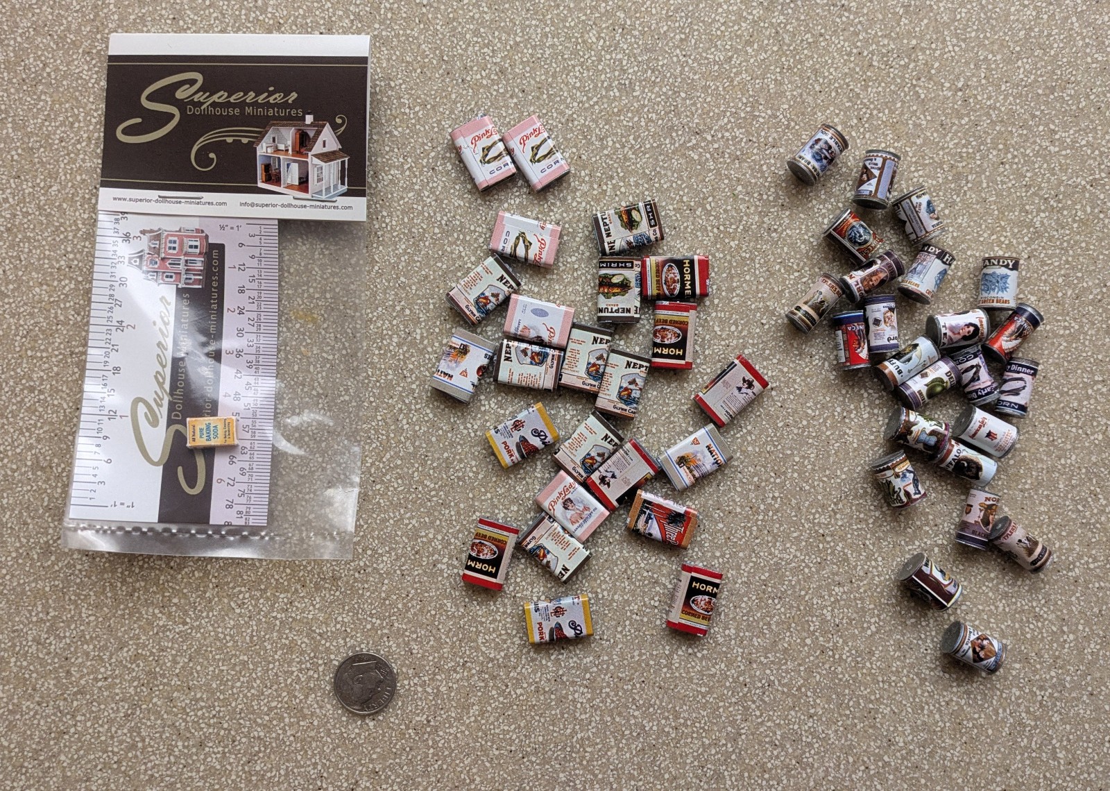 Lot Dollhouse Miniature box food cans pantry 1:12 kitchen grocery store