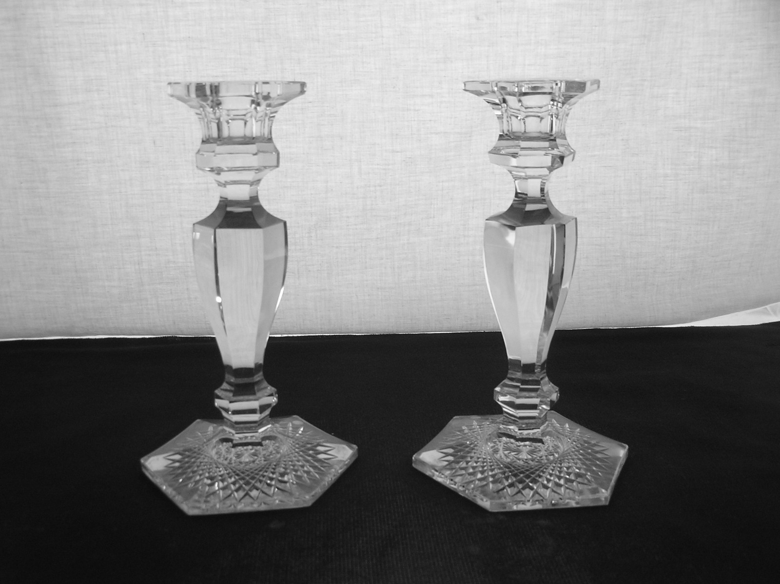 American Brilliant Cut Glass 1876-1916 Signed J. Hoare candlesticks ! Both signe