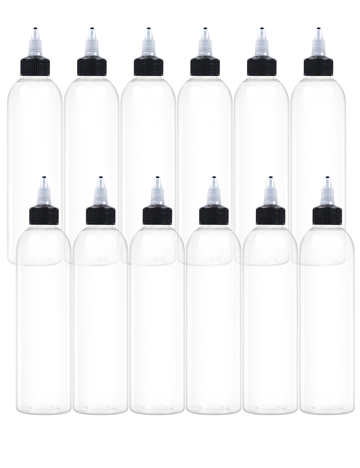 12 Pcs 8oz Plastic Squeeze Bottles with Twist Top Cap, 250ml Clear Dispensing...