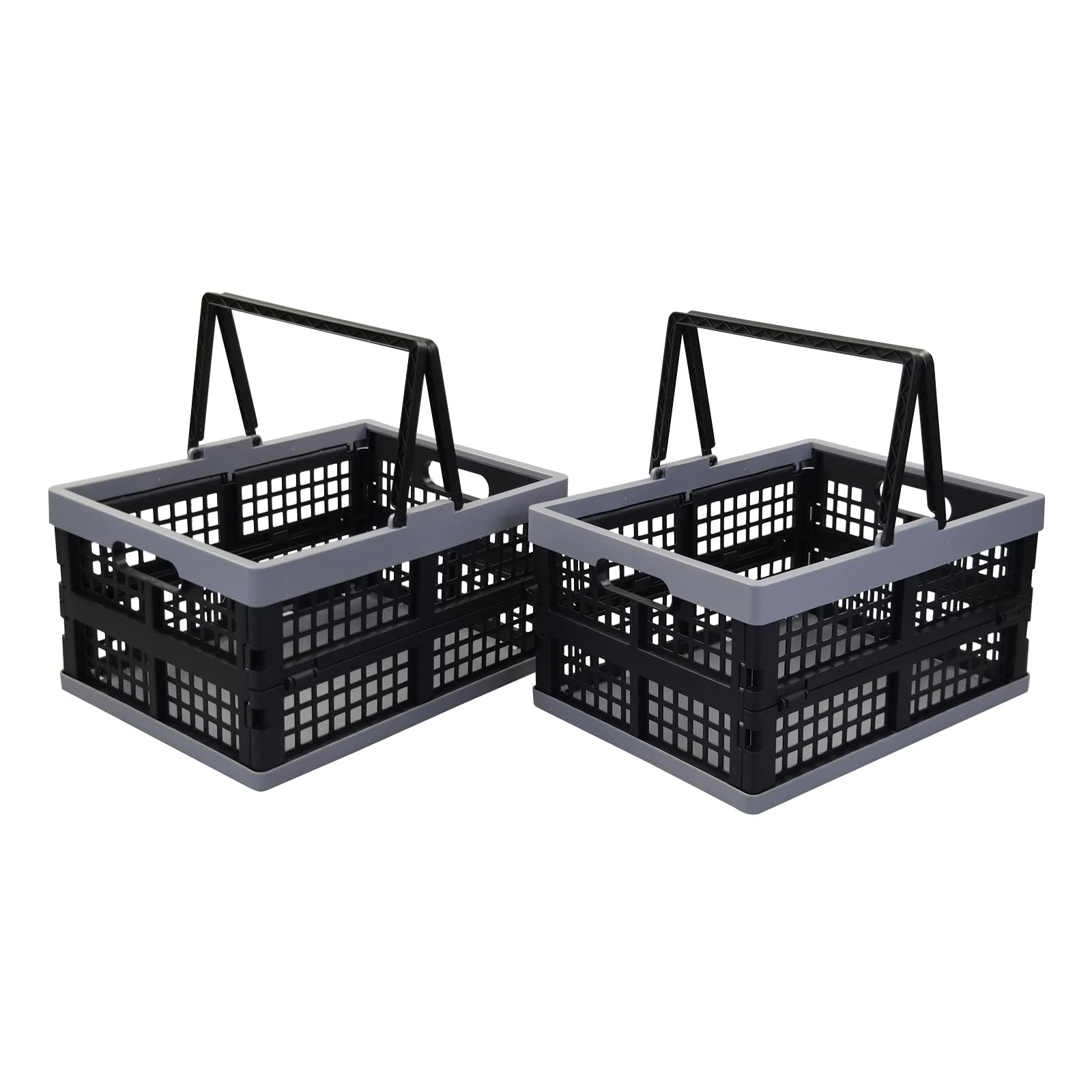 Collapsible Storage Crate with Handles, Folding Plastic Crate, Plastic Shoppi...