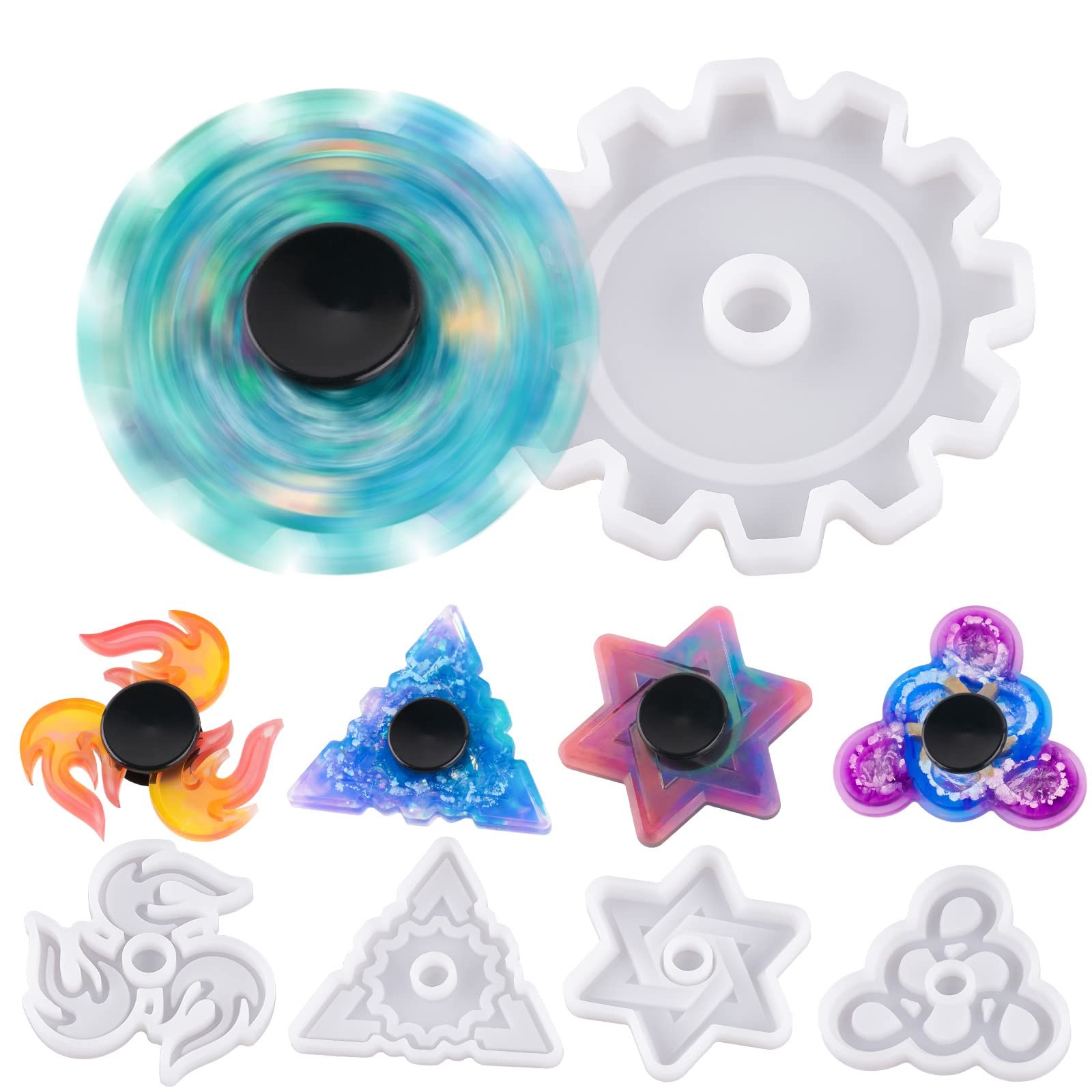 NiArt Fidget Finger Spinner DIY 5 Molds (A) + 10 Bearings, + Bearings 