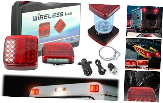 Wireless Trailer Lights Kit Magnetic, LED Wireless Tail Lights for Trailer 