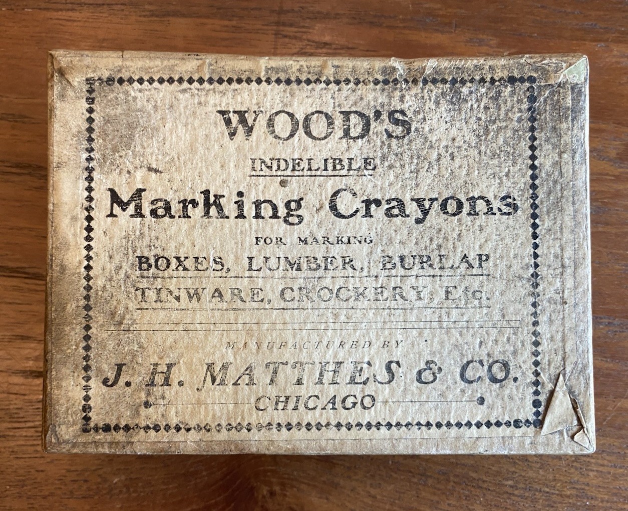 Antique Box Of Wood’s Indelible Marking Crayons Circa Late 1800’s/Early 1900’s