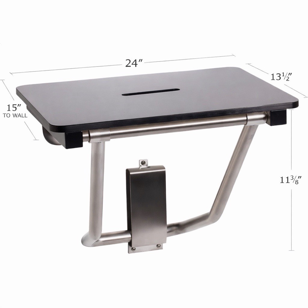 24 in. x 15 in. Folding Wall Mounted ADA Compliant Shower Seat in White/Chrome