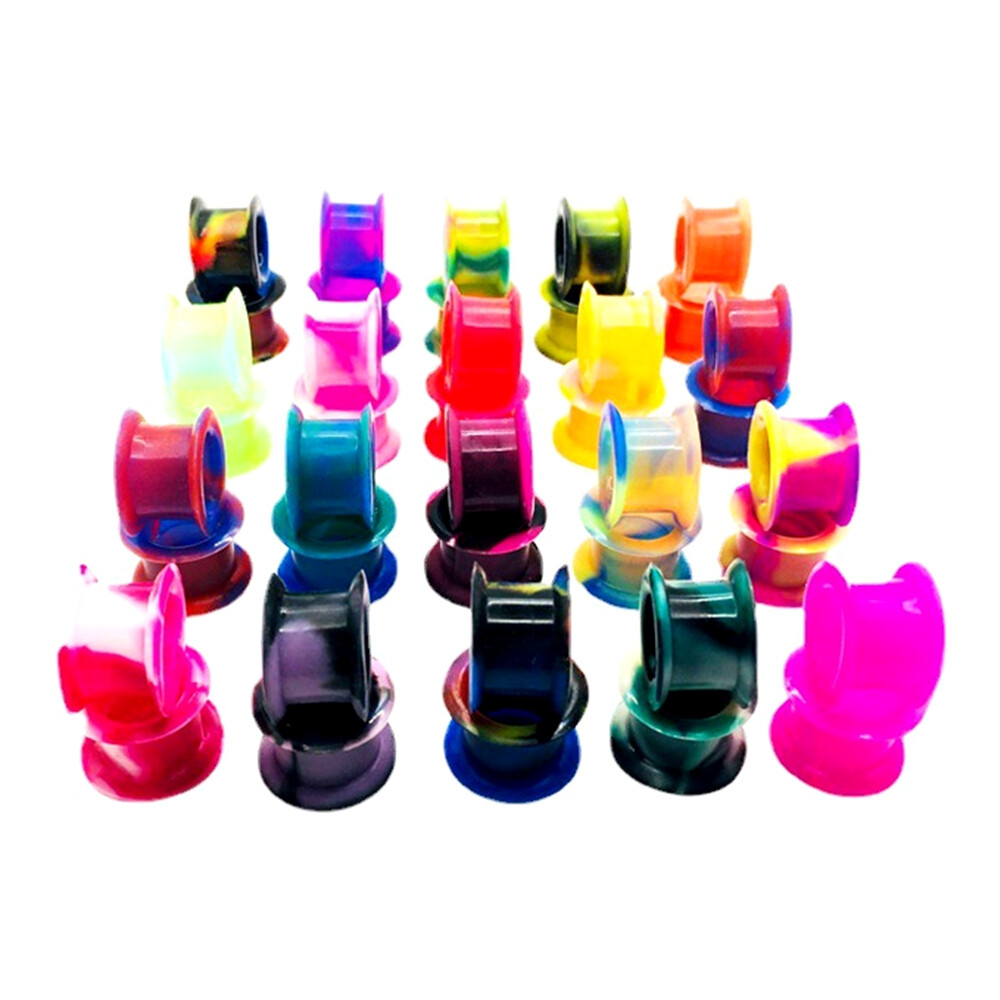 18pc Mix Color Ear Plug Flexible Thick Silicone Double Flare Flesh Tunnel Gauge