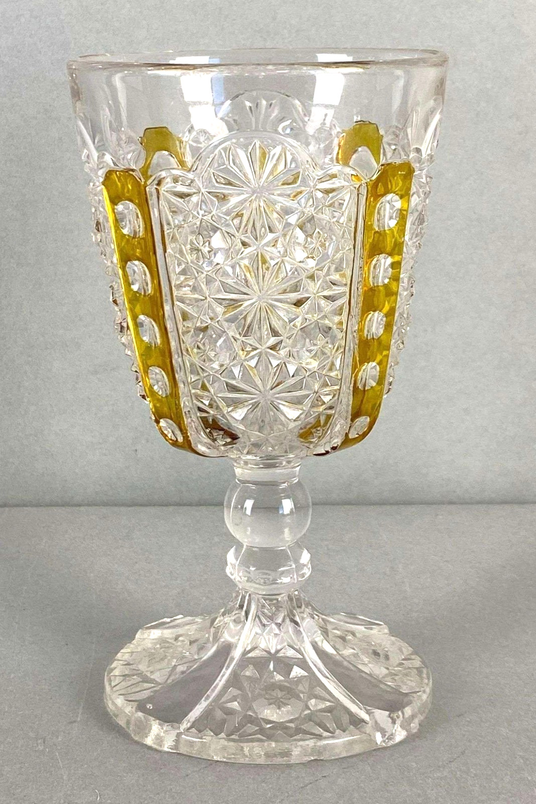 Ceremony Cup Antique Pressed Glass Daisy and Button Yellow Accent