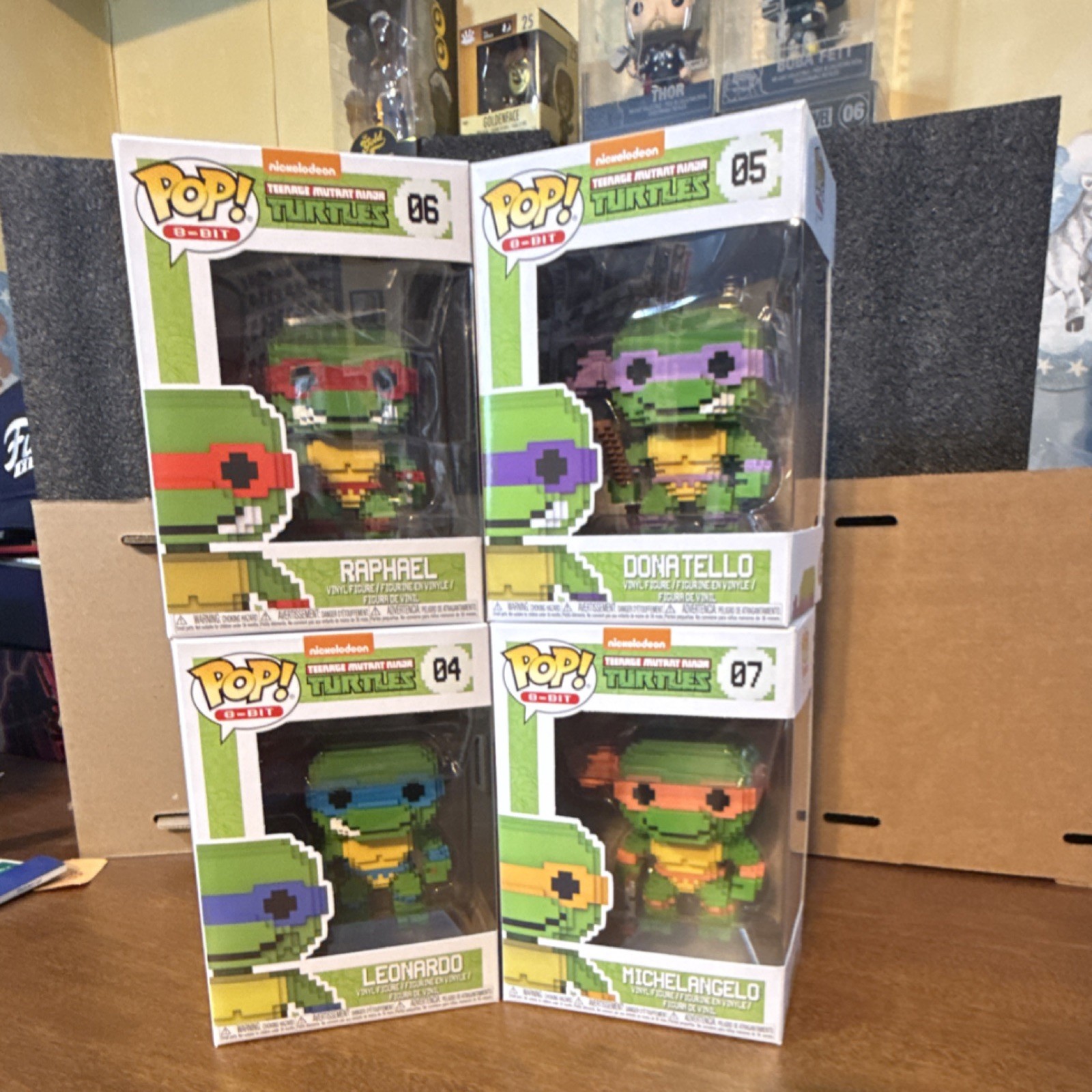 Funko Pop! 8-Bit Teenage Mutant Ninja Turtles Set Raphael Donatello Leonardo Mi…