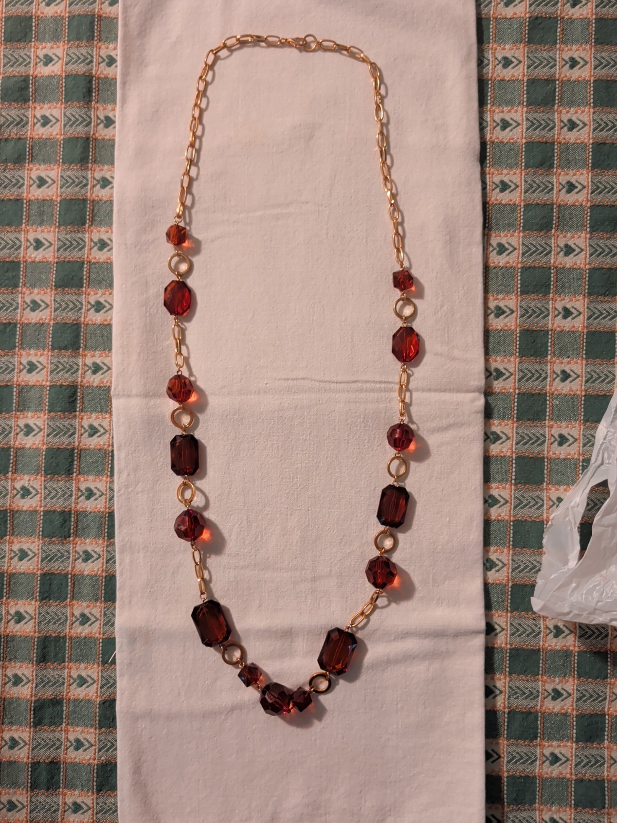Chunky Statement Necklace Gold-Tone And Orange Color