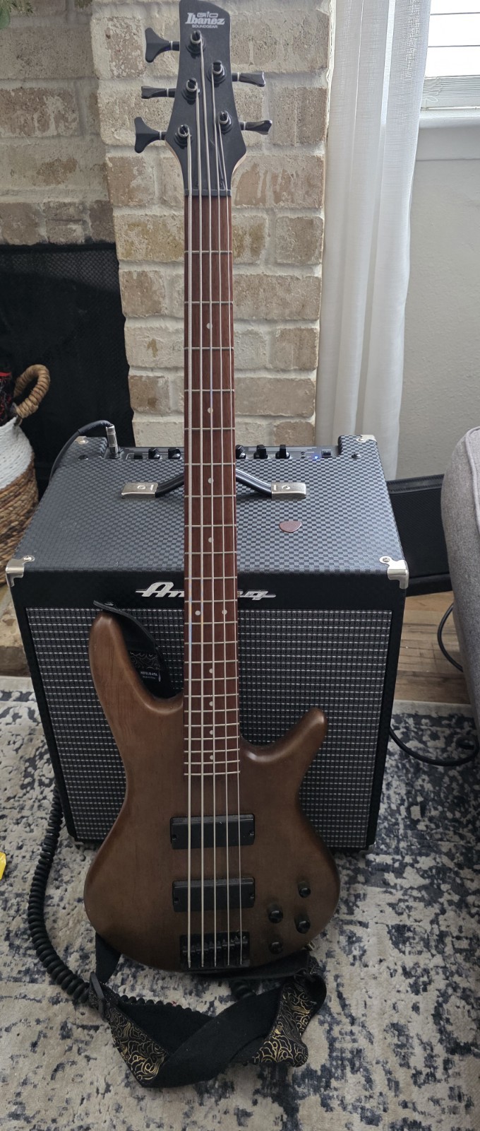 Ibanez Gio 5 String Bass Guitar And AMPEG AMP